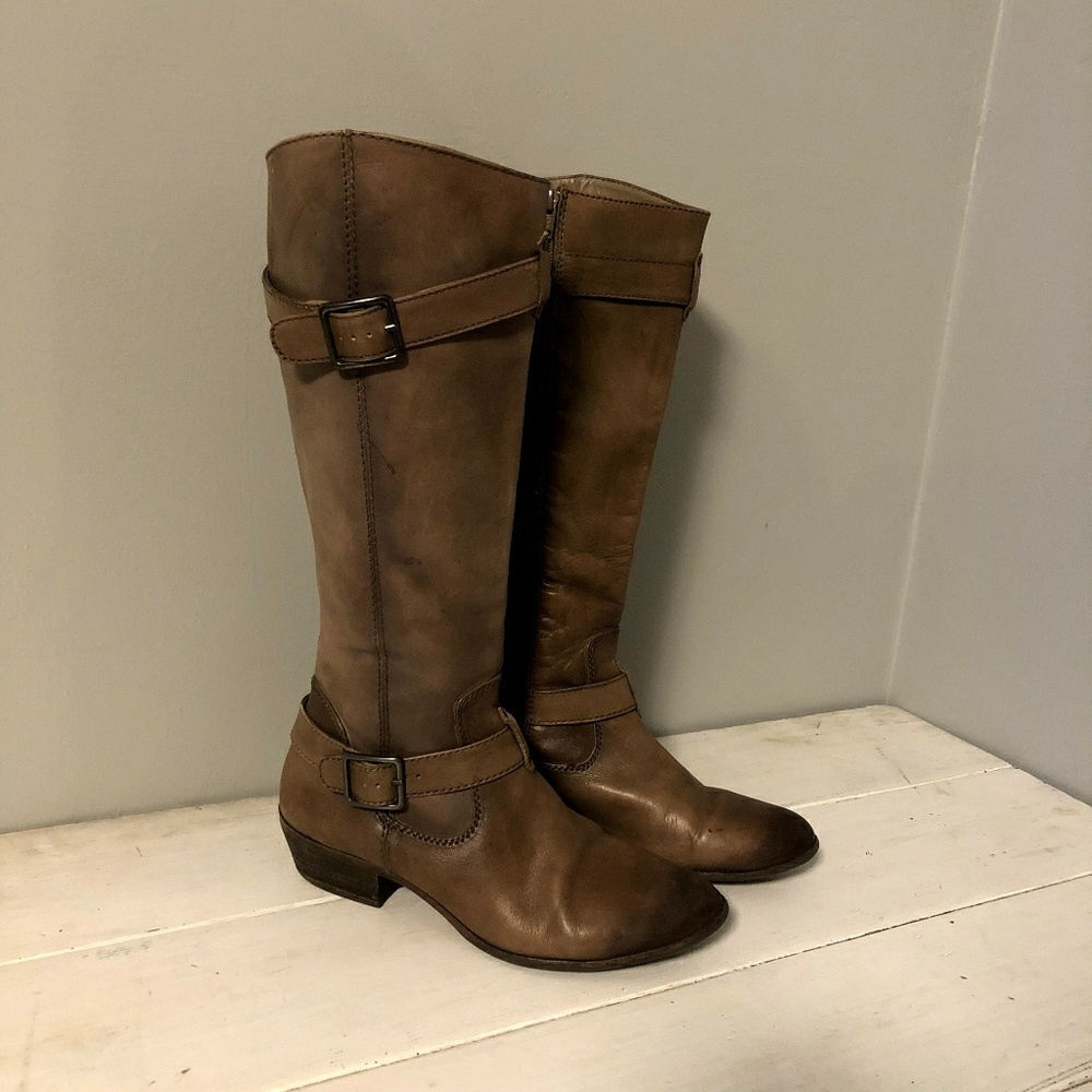 Strappy Brown Tan Leather Gianni Bini Boots